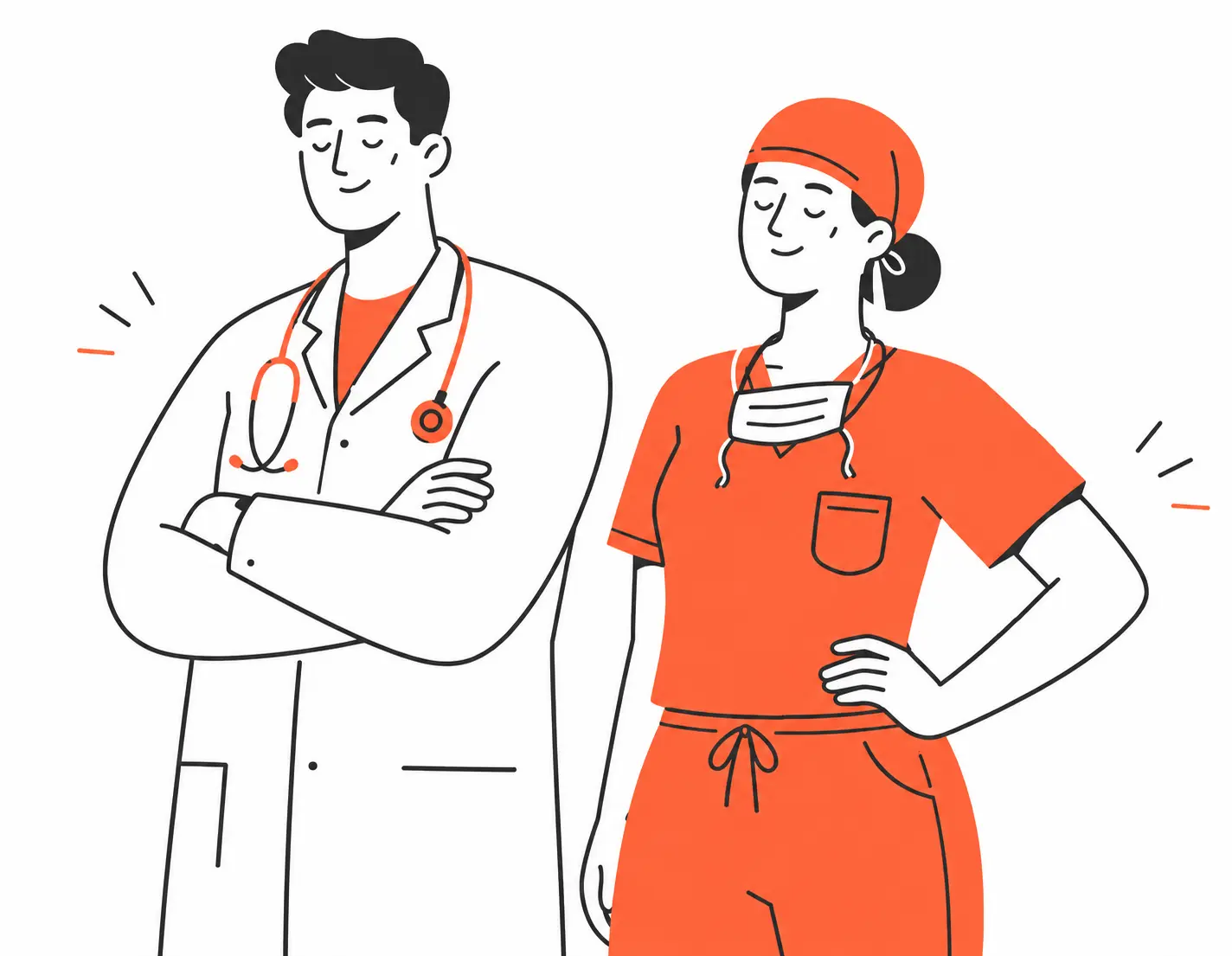 Two verified clinicians standing confidently
